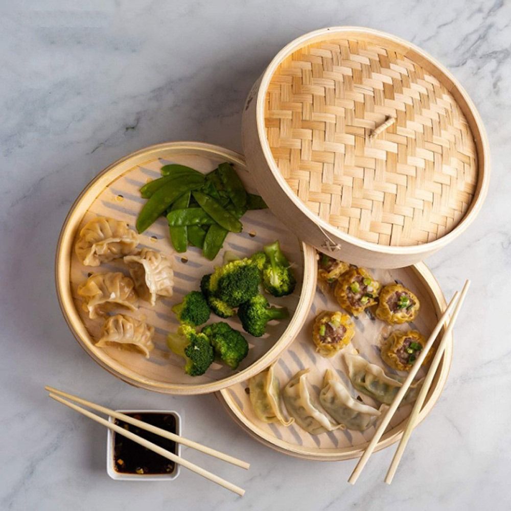 Bamboo Steamer Basket with Lid - огляд і ціна Bao Steamer Bamboo